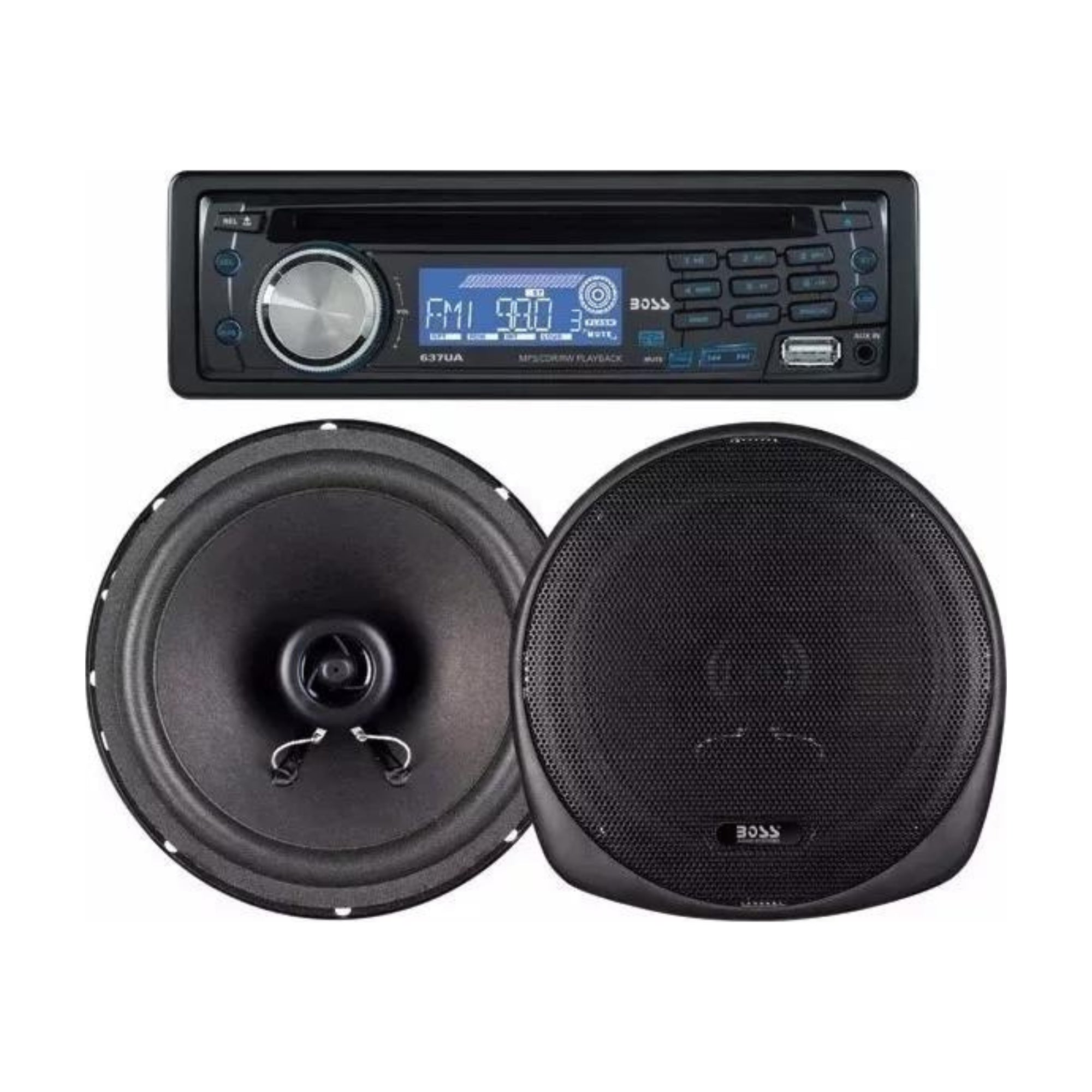 Autoestéreo con 2 Bocinas Coaxiales 6.5″ Boss 647CK CD USB MP3 Desmontable - Audioshop México lo mejor en Car Audio en México -  Boss