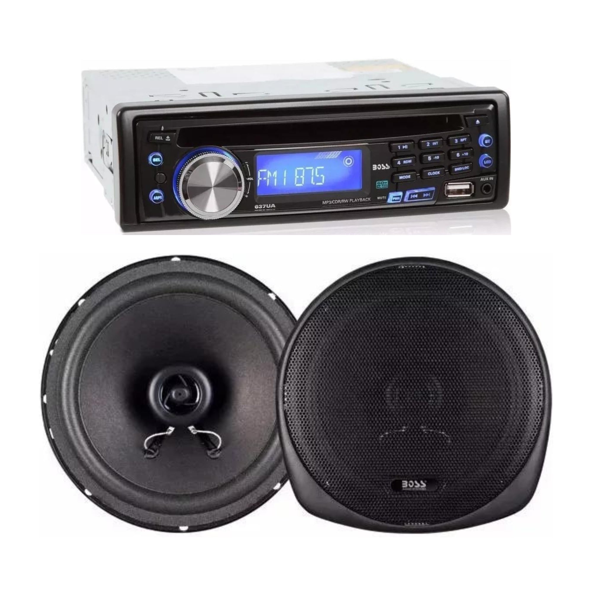 Autoestéreo con 2 Bocinas Coaxiales 6.5″ Boss 647CK CD USB MP3 Desmontable - Audioshop México lo mejor en Car Audio en México -  Boss