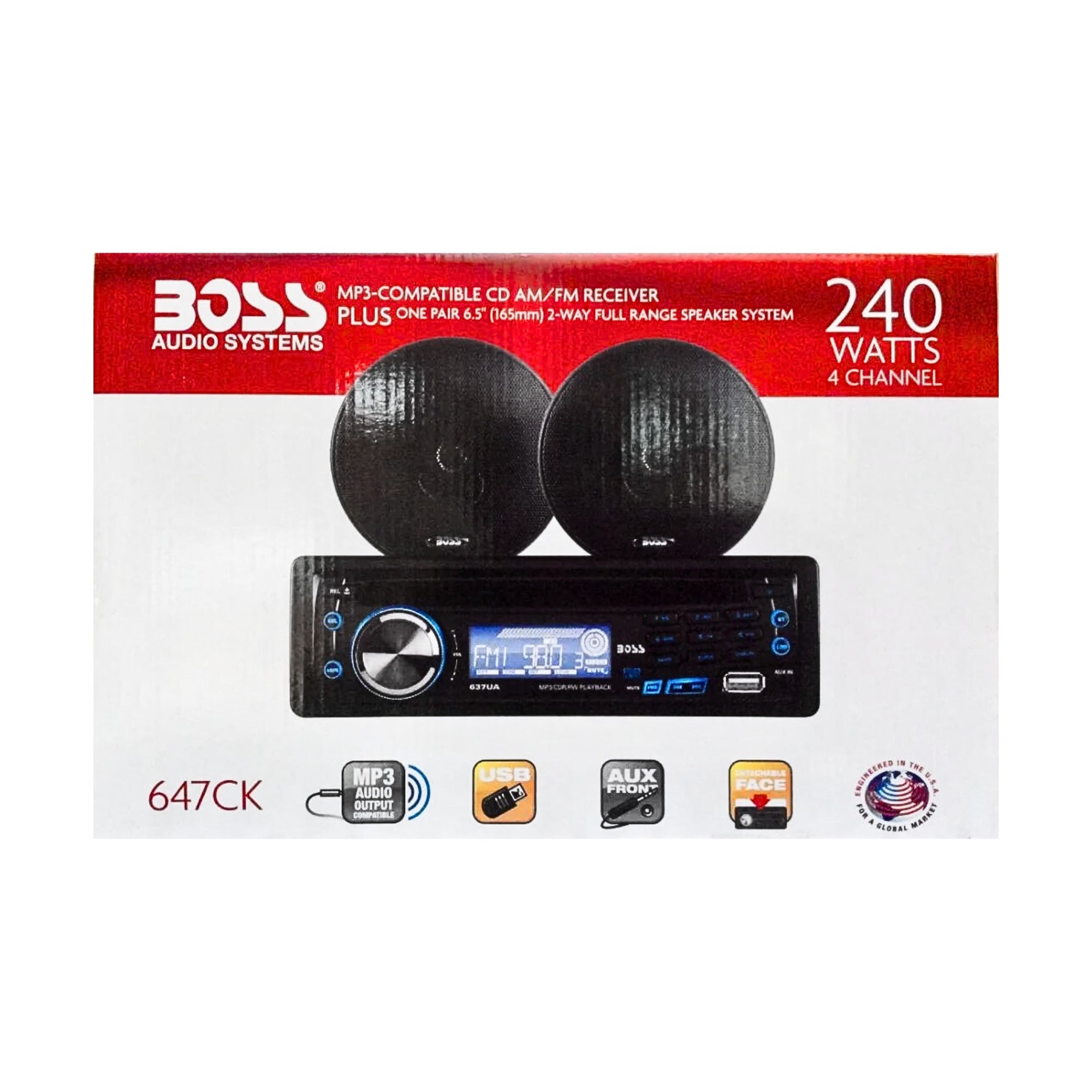 Autoestéreo con 2 Bocinas Coaxiales 6.5″ Boss 647CK CD USB MP3 Desmontable - Audioshop México lo mejor en Car Audio en México -  Boss