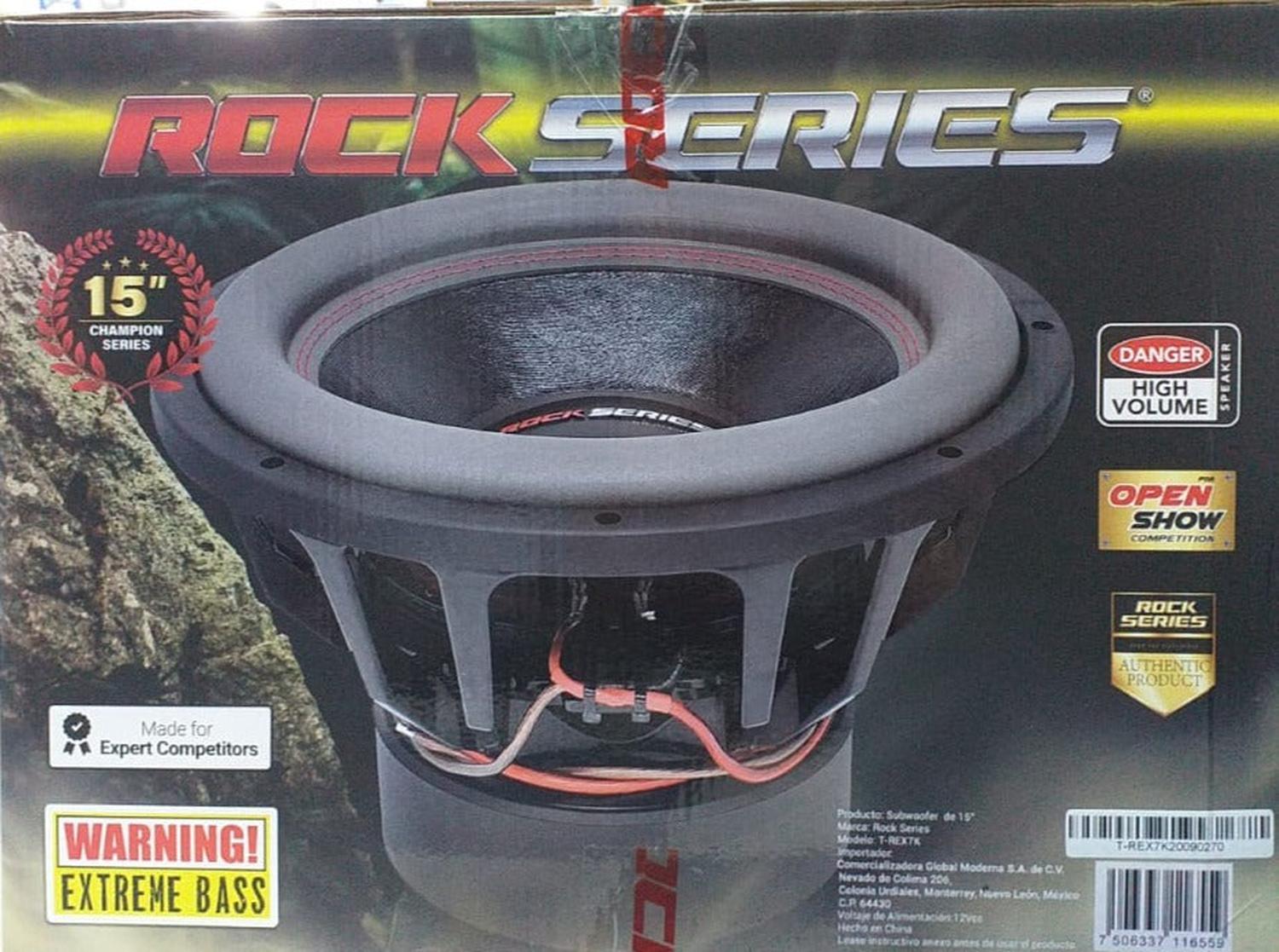 Subwoofer Open Show Competition Rock Series T-REX7K 7000 Watts 15 Pulgadas 2 +2 Ohms DVC - Audioshop México lo mejor en Car Audio en México -  Rock Series