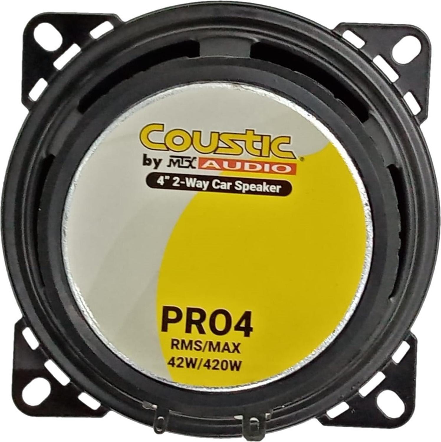 Bocinas Coaxiales Coustic PRO4 420 Watts 4 Pulgadas 4 Ohms 2 Vías - Audioshop México lo mejor en Car Audio en México -  Coustic