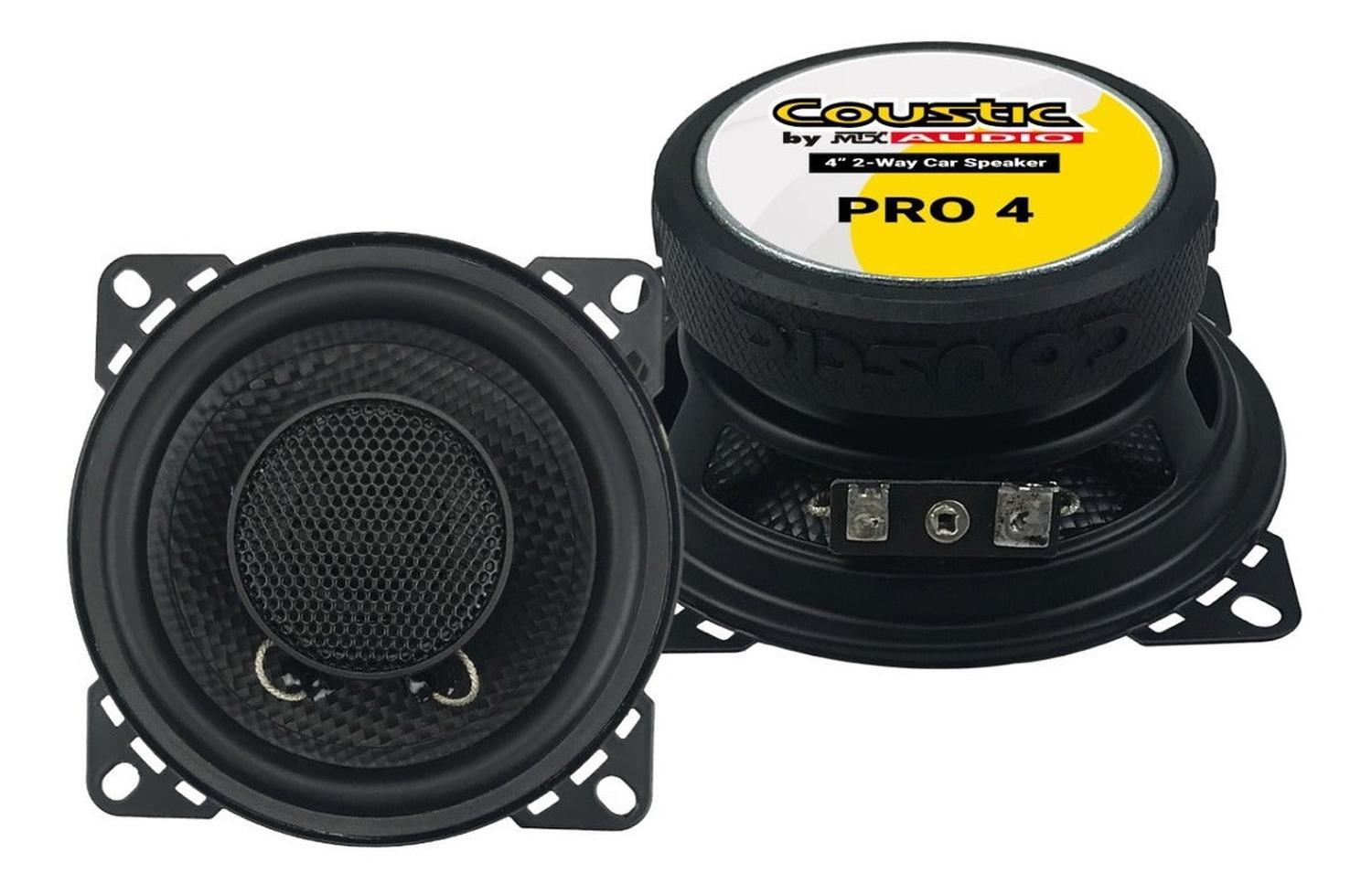 Bocinas Coaxiales Coustic PRO4 420 Watts 4 Pulgadas 4 Ohms 2 Vías - Audioshop México lo mejor en Car Audio en México -  Coustic