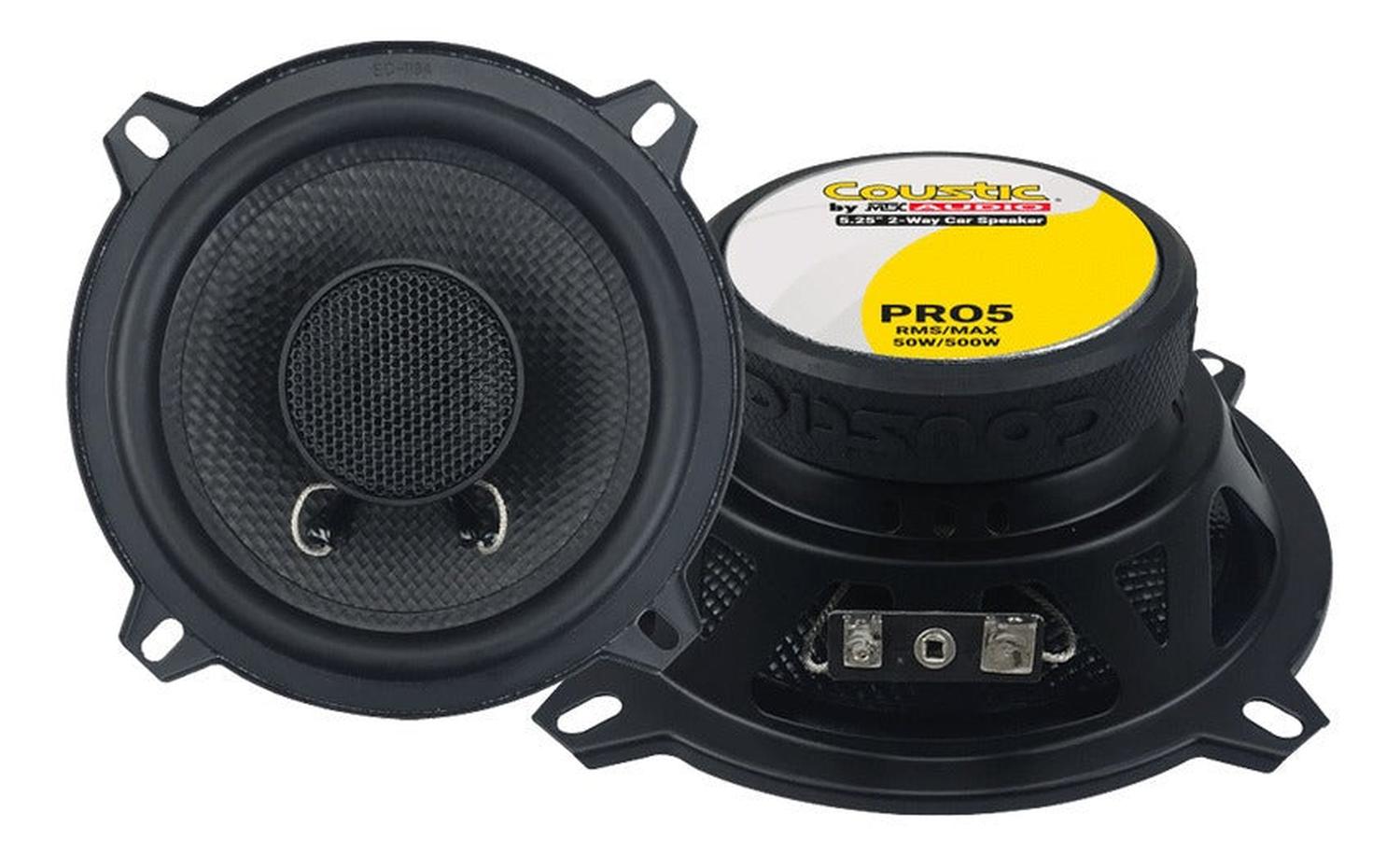 Bocinas Coaxiales Coustic PRO5 500 Watts 5.25 Pulgadas 4 Ohms 2 Vías - Audioshop México lo mejor en Car Audio en México -  Coustic