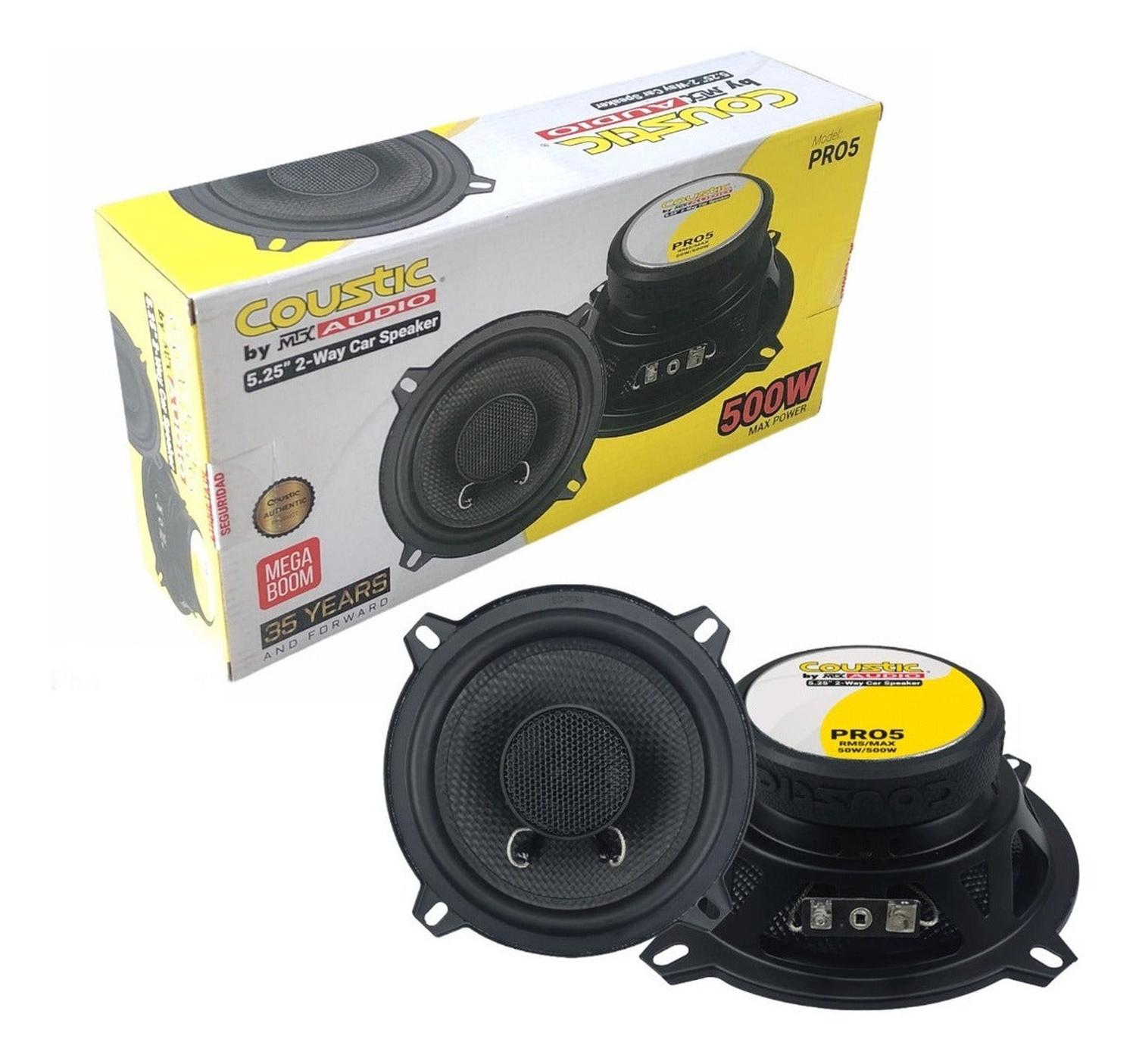 Bocinas Coaxiales Coustic PRO5 500 Watts 5.25 Pulgadas 4 Ohms 2 Vías - Audioshop México lo mejor en Car Audio en México -  Coustic