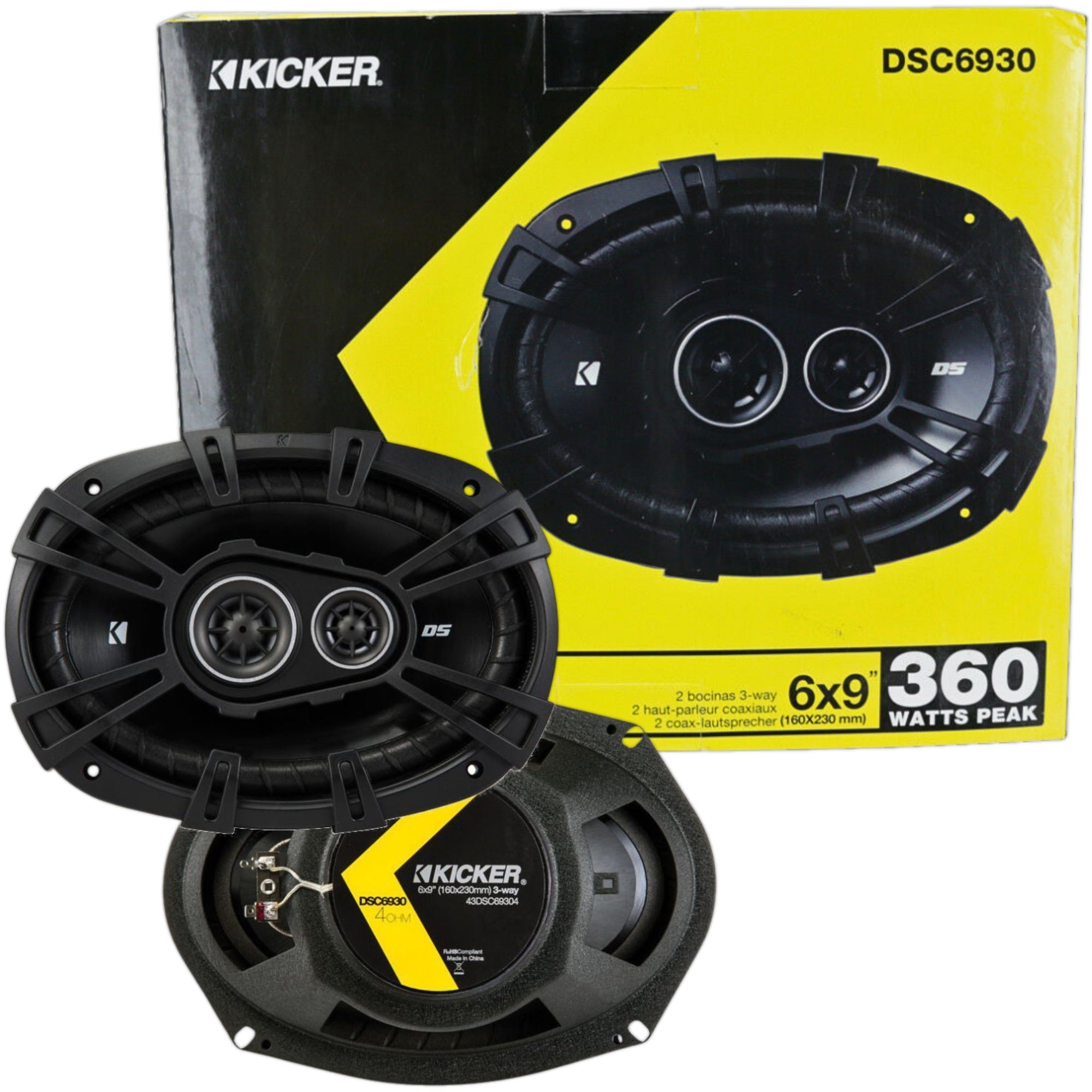 Bocinas Coaxiales Kicker DSC69304 6x9 Pulgadas 3 Vías 360W - Audioshop México lo mejor en Car Audio en México -  Kicker