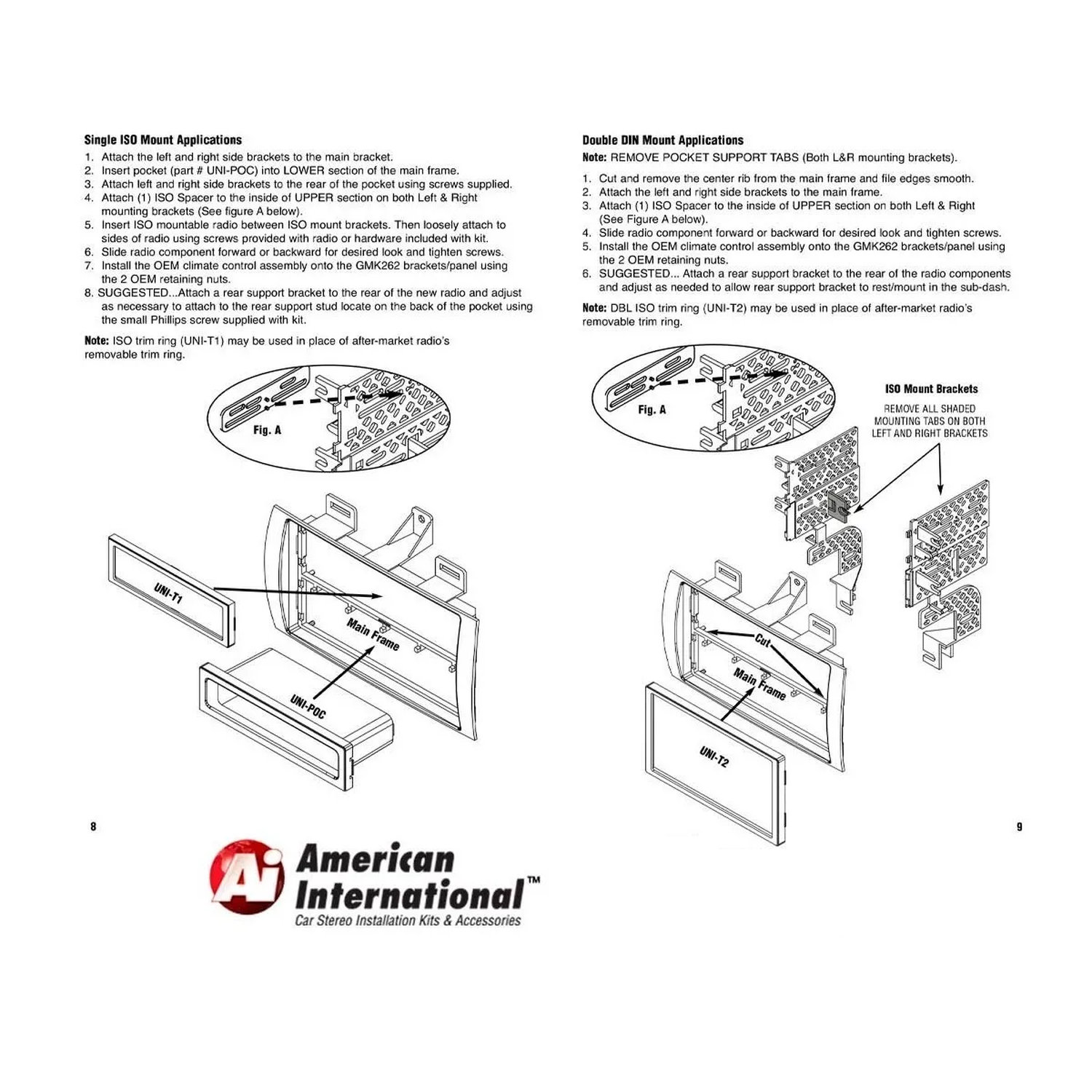 Frente Base Autoestéreo 1 y 2 DIN American International GMK262 Cadillac 1996-2005 - Audioshop México lo mejor en Car Audio en México -  American International
