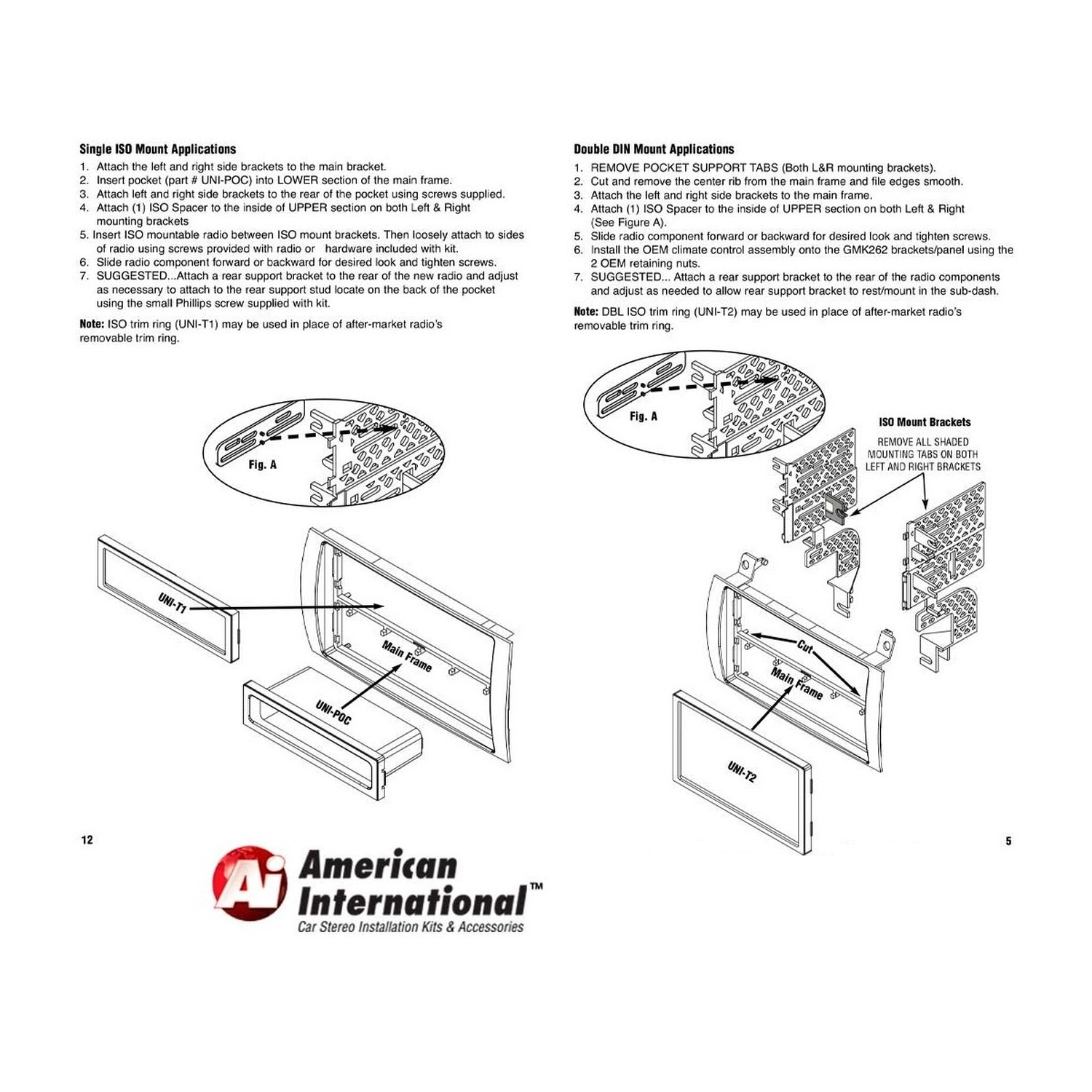 Frente Base Autoestéreo 1 y 2 DIN American International GMK262 Cadillac 1996-2005 - Audioshop México lo mejor en Car Audio en México -  American International