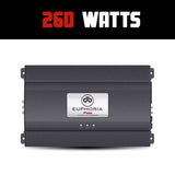 Amplificador 4 Canales Euphoria Audio F465 260 Watts Clase AB - Audioshop México lo mejor en Car Audio en México -  Euphoria Audio