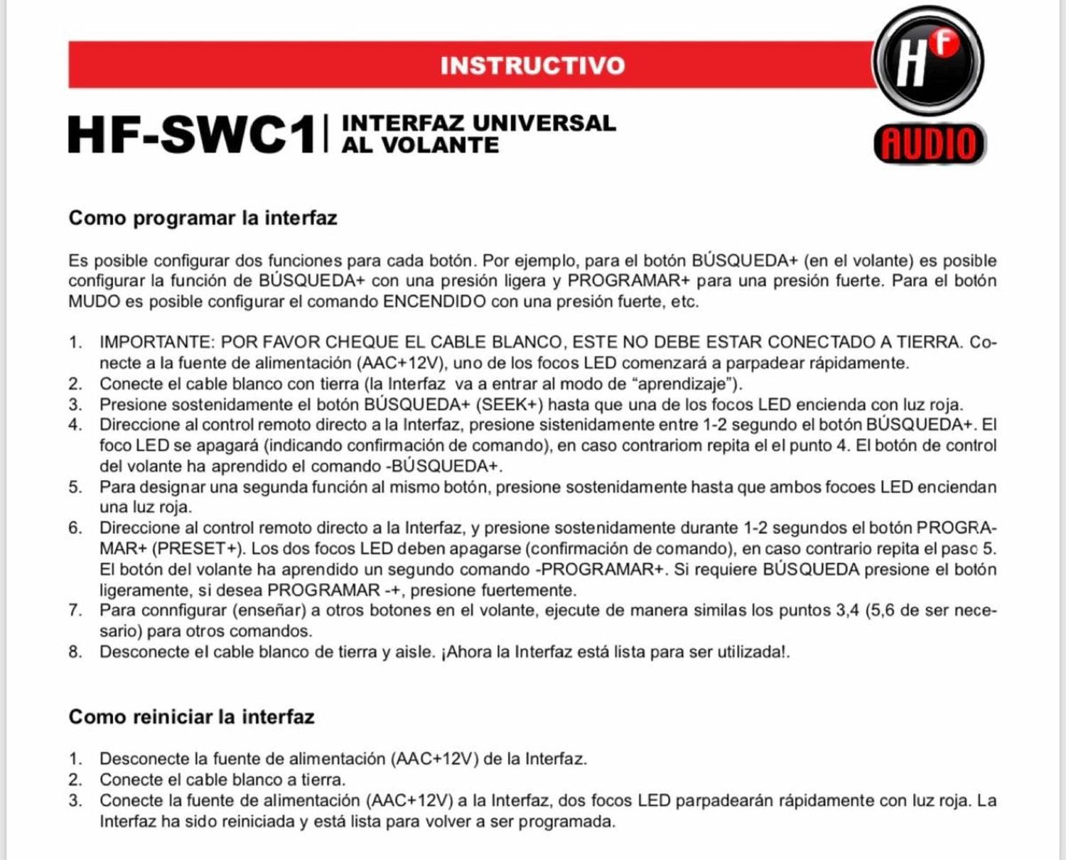 Interfaz Interface Universal Para Controles De Volante Funciona Con Cualquier Vehículo Y Estereo Mar - Audioshop México lo mejor en Car Audio en México -  HF Audio