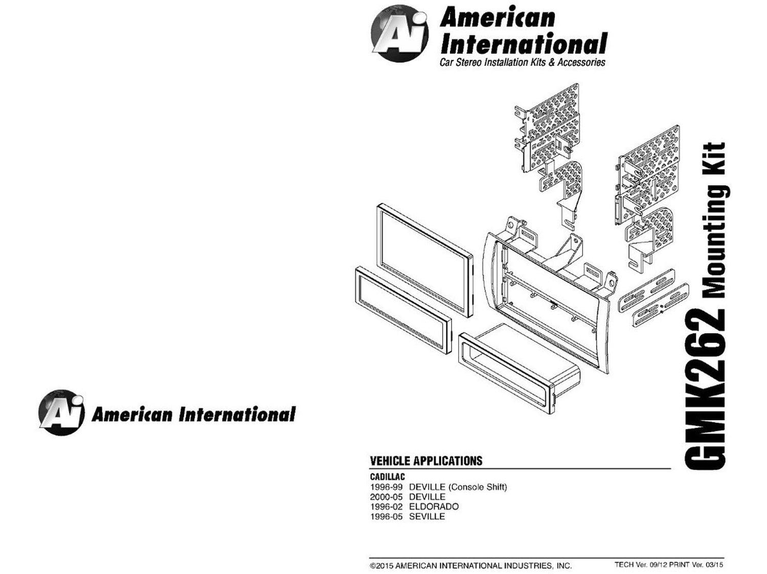 Frente Base Autoestéreo 1 y 2 DIN American International GMK262 Cadillac 1996-2005 - Audioshop México lo mejor en Car Audio en México -  American International