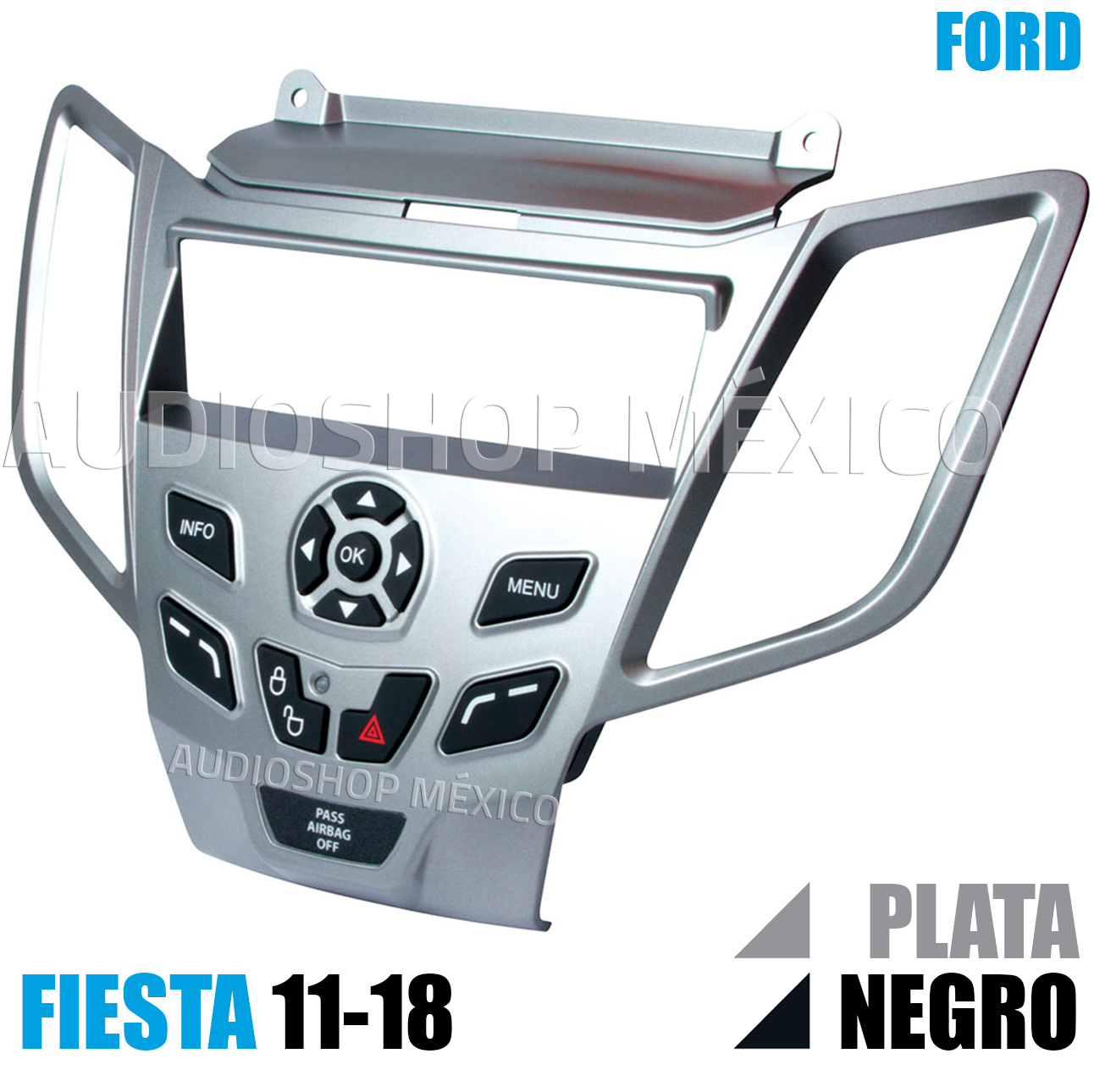 Frente Base Autoestereo Para Ford Fiesta 2011-2018 Hf-0594b - Audioshop México lo mejor en Car Audio en México -  HF Audio