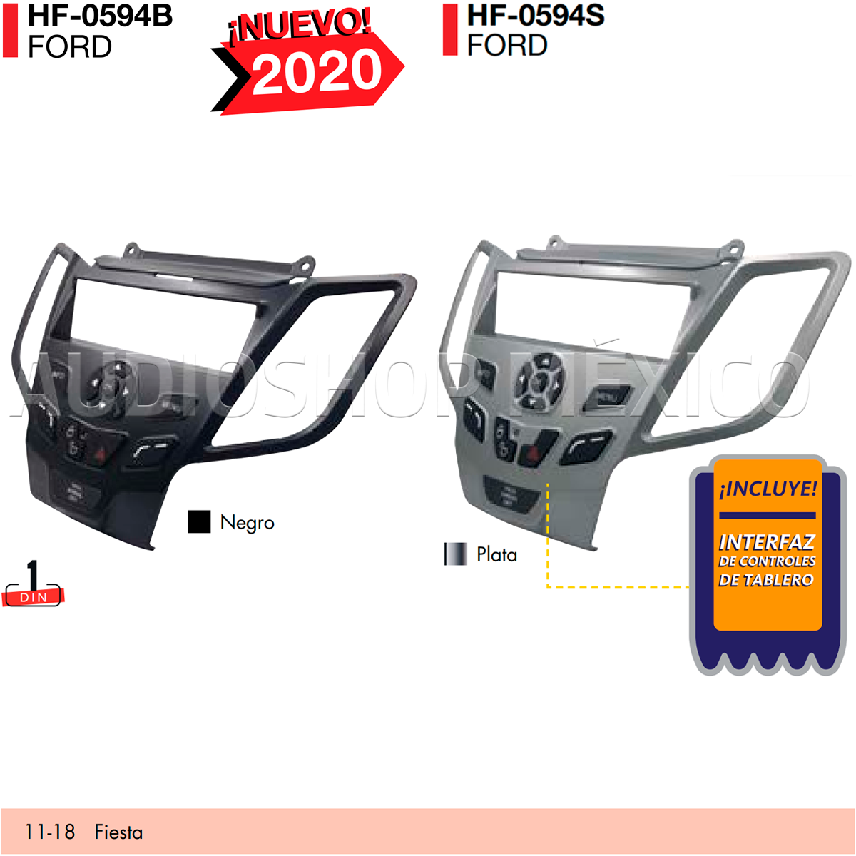 Frente Base Autoestereo Para Ford Fiesta 2011-2018 Hf-0594b - Audioshop México lo mejor en Car Audio en México -  HF Audio