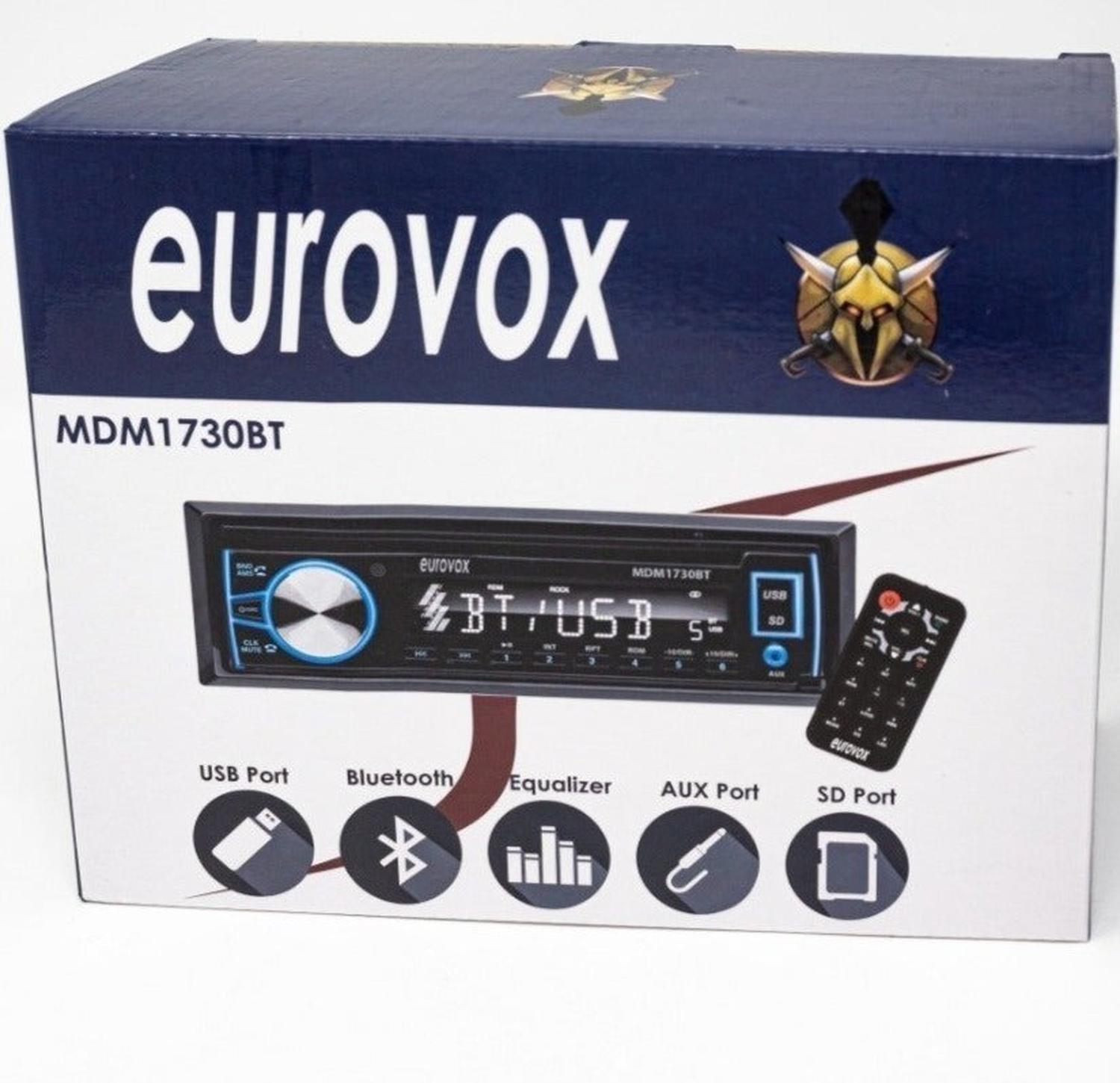Autoestéreo 1 DIN Eurovox MDM1730BT USB Bluetooth SD AUX Carátula desmontable - Audioshop México lo mejor en Car Audio en México -  Eurovox