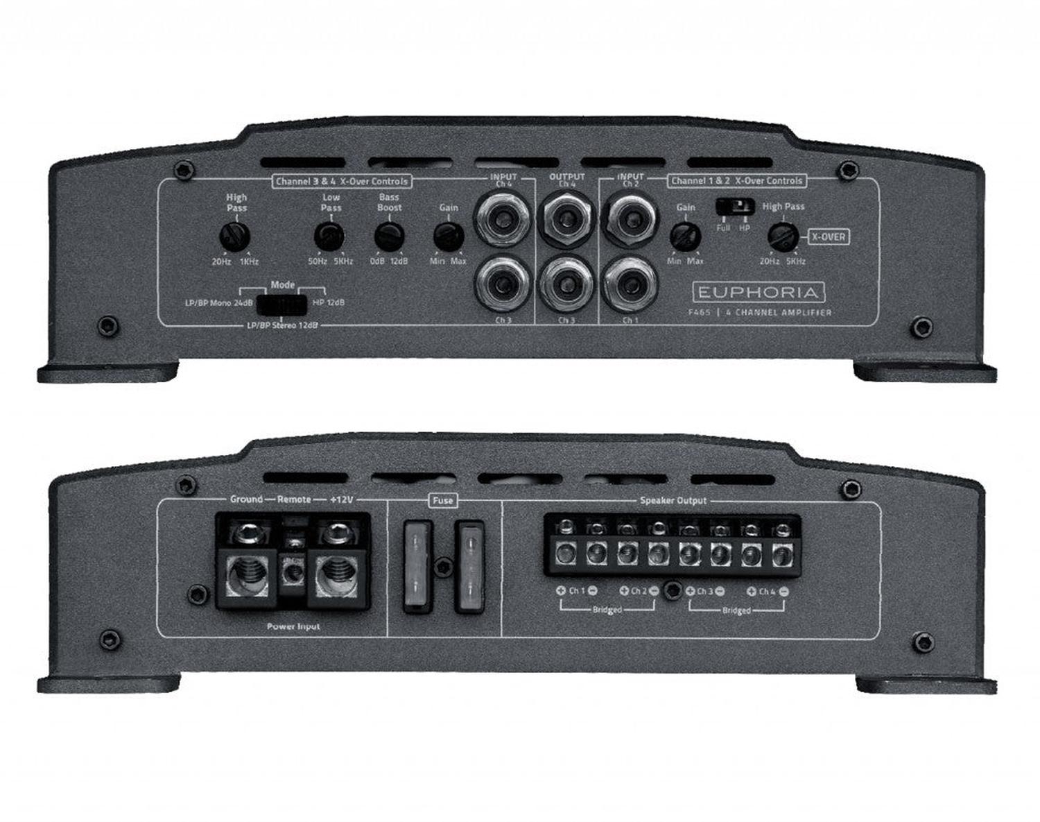 Amplificador 4 Canales Euphoria Audio F465 260 Watts Clase AB - Audioshop México lo mejor en Car Audio en México -  Euphoria Audio