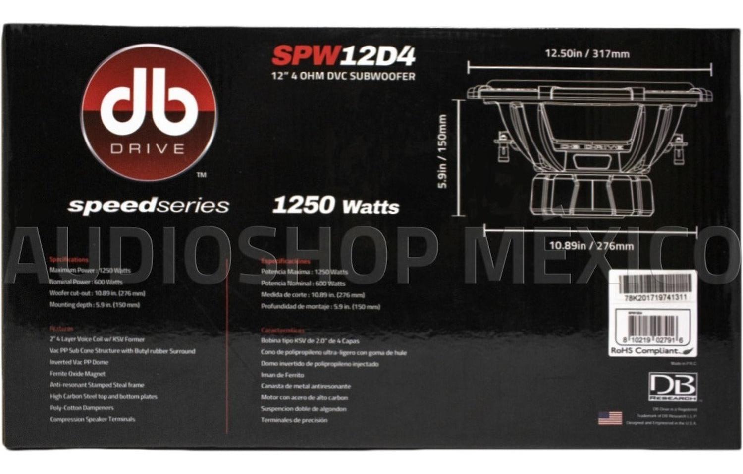 Subwoofer DB Drive SPW12D4 12 PLG 1250W Speed Series – Audioshop