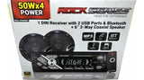 Estéreo 1 DIN Bluetooth + Par de Bocinas 6.5″ Rock Series RKS-PK600BT 2 Puertos USB AUX