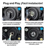 Kit Led Carbon 55 Watts CARLED H4 9007 H13 H/L Alta/baja H1 H3 9005 9006 H7 H11 4 Caras 6000K Blanco - Audioshop México lo mejor en Car Audio en México -  Carbon LED