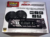 Estéreo 1 DIN Bluetooth + Par de Bocinas 6.5″ Rock Series RKS-PK600BT 2 Puertos USB AUX