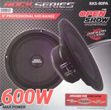 Medio Rango Profesional Rock Series RKS-80PA 600 Watts 8 Pulgadas 8 Ohms Open Show (Venta individual - Audioshop México lo mejor en Car Audio en México -  Rock Series