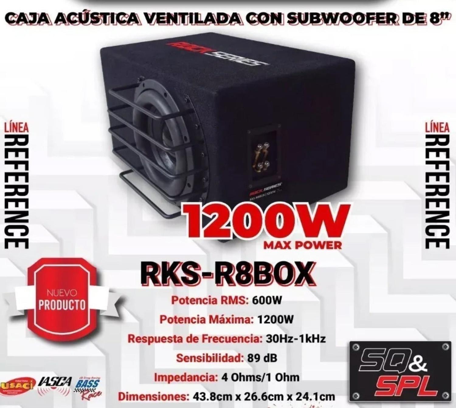 Cajón Con Subwoofer Rock Series RKS-R8BOX 1200 Watts 8 Pulgadas - Audioshop México lo mejor en Car Audio en México -  Rock Series