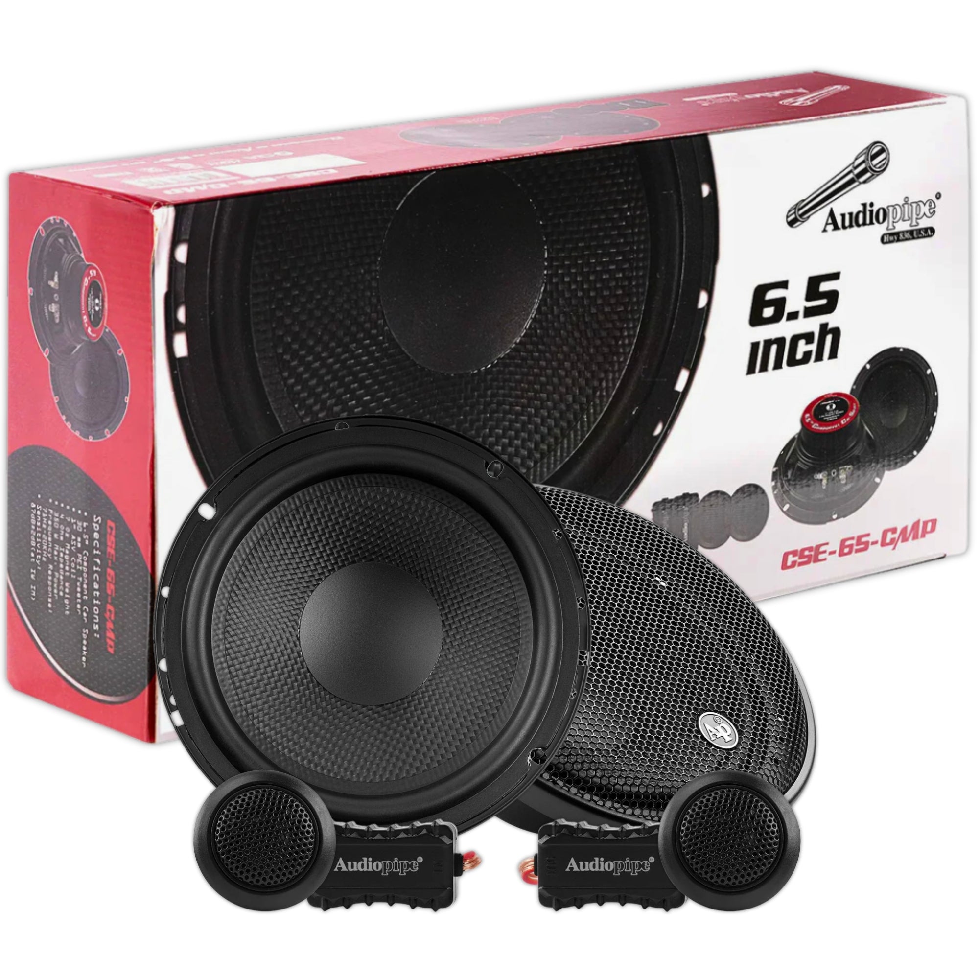 Set de Medios Audiopipe CSE-65-CMP 350W Fibra Carbono
