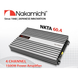 Amplificador 4 Canales para automóvil Nakamichi NKTA60.4 1500 Watts 60Wx4 4 Ohms Clase A/B