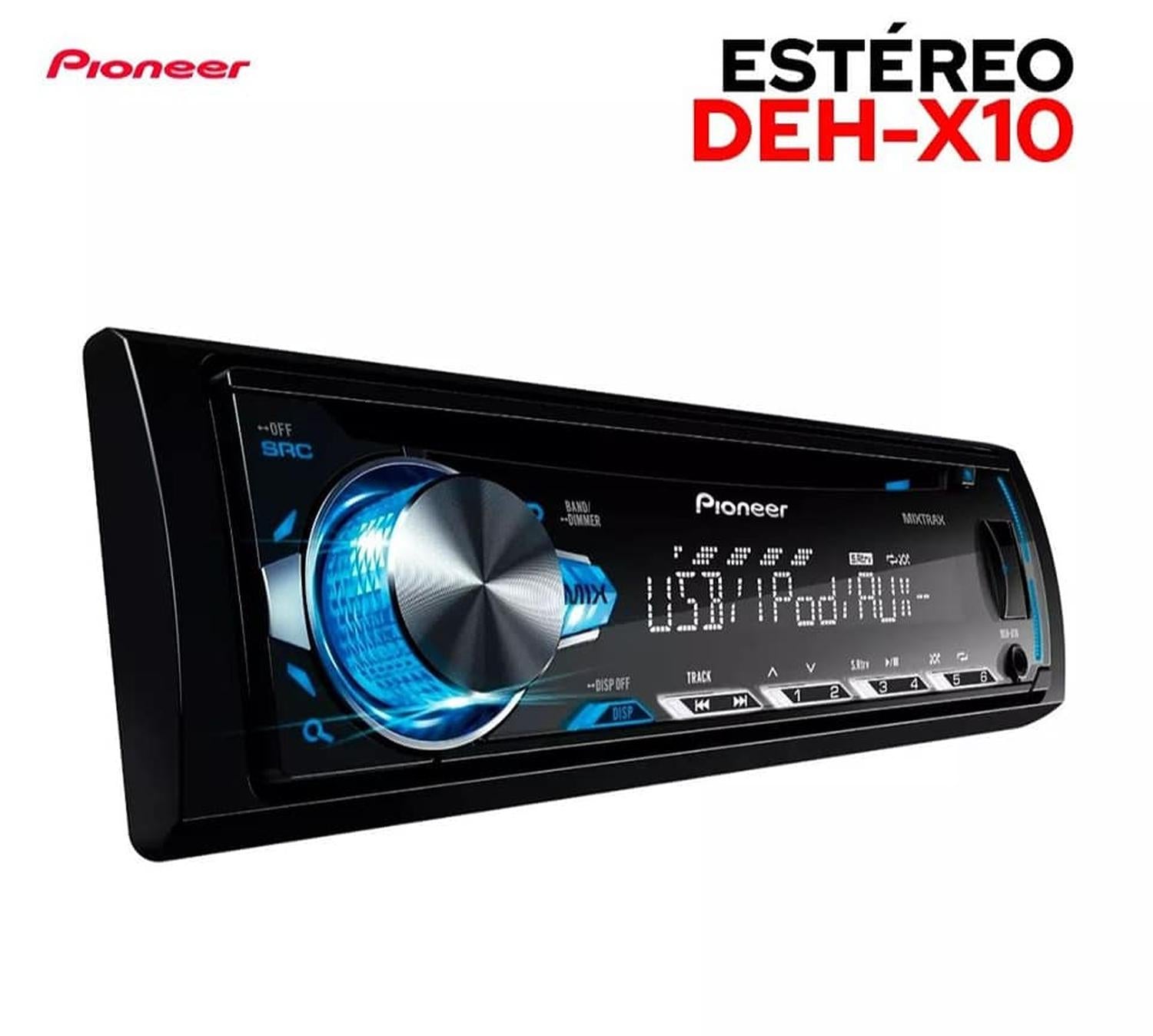 Autoestéreo Pioneer DEH-X10 con Bluetooth, USB, AUX y Radio AM/FM 1 Din - Audioshop México lo mejor en Car Audio en México -  Pioneer