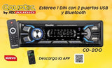 Estéreo 1 DIN Coustic CO-200 2 USB Bluetooth FM con Control Remoto - Audioshop México lo mejor en Car Audio en México -  Coustic