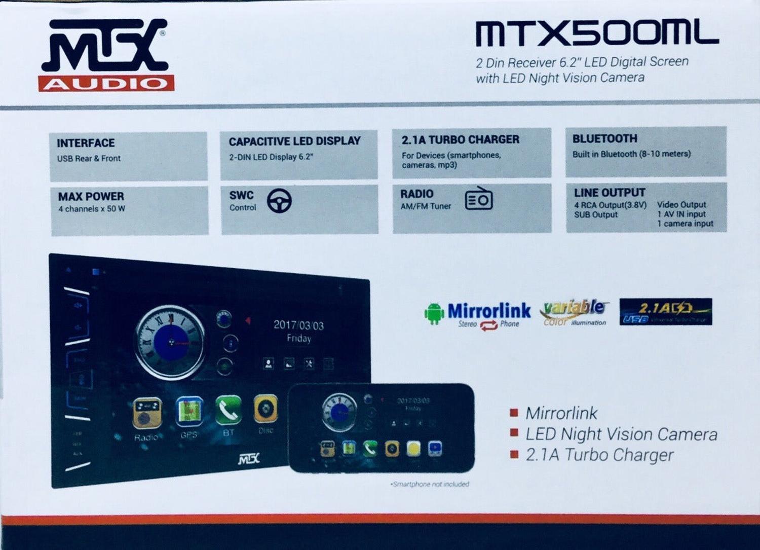 Autoestéreo Pantalla 2 DIN MTX Audio MTX500ML Bluetooth Mirror Link + Cámara Reversa - Audioshop México lo mejor en Car Audio en México -  MTX Audio