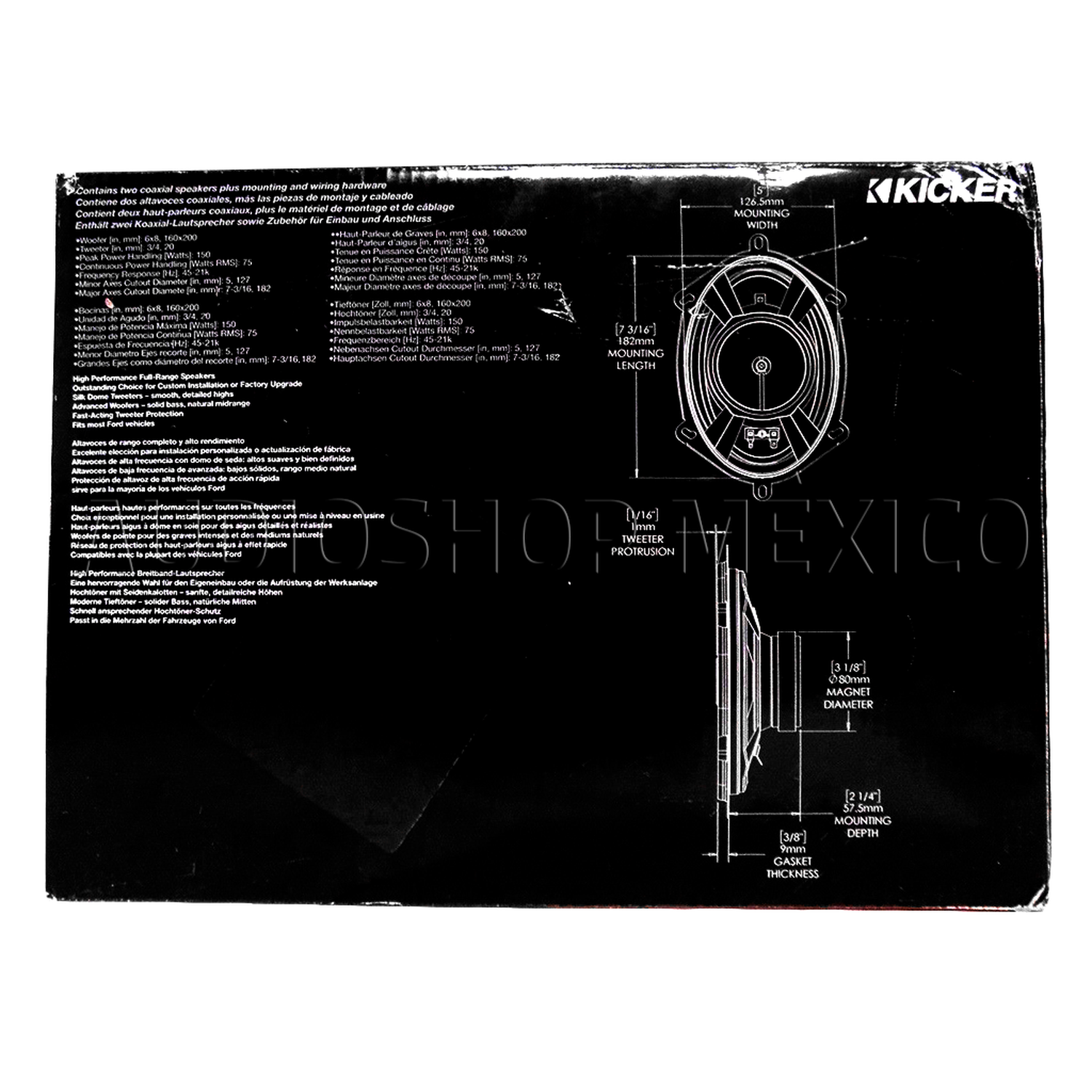 Bocinas Coaxiales Kicker KSC680 150 Watts 6x8 Pulgadas 4 Ohms 75 Watts RMS 2 Vías - Audioshop México lo mejor en Car Audio en México -  Kicker