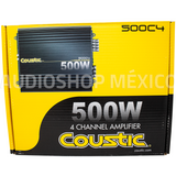 Amplificador Full Range 4 Canales Coustic 500C4 500 Watts Clase A/B para automóvil - Audioshop México lo mejor en Car Audio en México -  Coustic