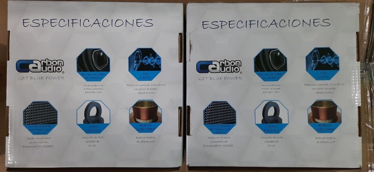 Medios Rangos + Driver Coaxiales Carbon Audio CA-MRD1008PR 1000 Watts 8 Pulgadas 4 Ohms Open Show (V - Audioshop México lo mejor en Car Audio en México -  Carbon Audio