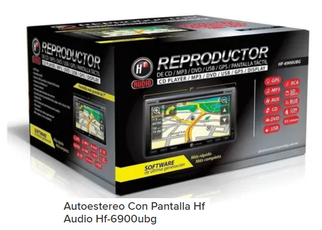Autoestéreo Pantalla Touch 2 DIN HF Audio HF-6900UBG CD DVD Bluetooth GPS - Audioshop México lo mejor en Car Audio en México -  HF Audio