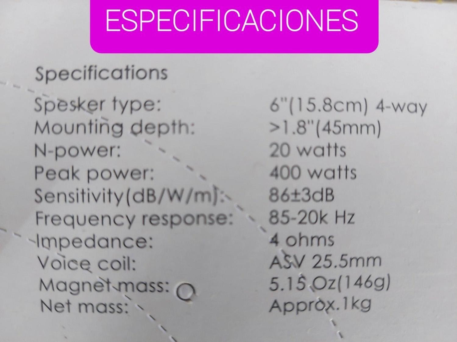 Bocinas Coaxiales Nakamichi NSE-1617 400 Watts 6.5 Pulgadas 4 Ohms 4 Vías NSE Series - Audioshop México lo mejor en Car Audio en México -  Nakamichi