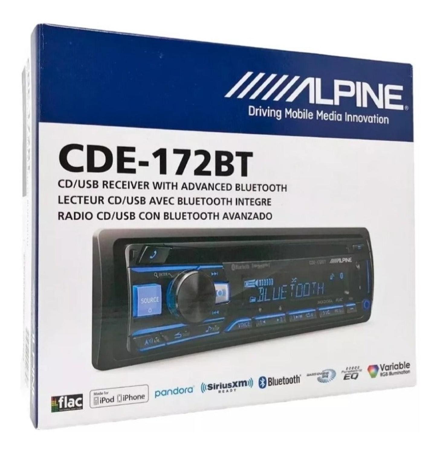 Estéreo 1 DIN Alpine CDE-172BT iPod iPhone Pandora SiriusXM Ready