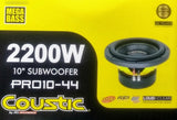 Subwoofer Doble Bobina Coustic PRO10-44 1200 Watts 10 Pulgadas Dual 4 Ohms 600 Watts RMS DVC SPL - Audioshop México lo mejor en Car Audio en México -  Coustic