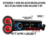 Estéreo 1 DIN de Alta Resolución + Bocinas de 6.5 Pulgadas MTX Audio MTX-PK430BT BT USB Desmontable