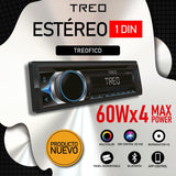 Estéreo 1 DIN Desmontable Treo TREOF1CD 60W x 4 Mecanismo CD, USB y BT Control remoto FM Android iOS