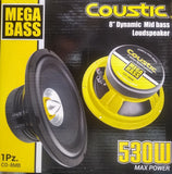 Medio Rango Coustic CO-8MB 530 Watts 8 Pulgadas 4 Ohms 120 Watts RMS - Audioshop México lo mejor en Car Audio en México -  Coustic