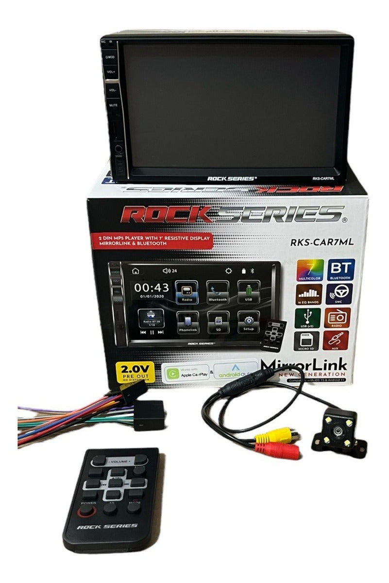 Estéreo 2 DIN HD 7" Mirror Link Carplay Android Auto Rock Series RKS-CAR7ML Control Remoto Cámara de Reversa - Audioshop México lo mejor en Car Audio en México -  Treo