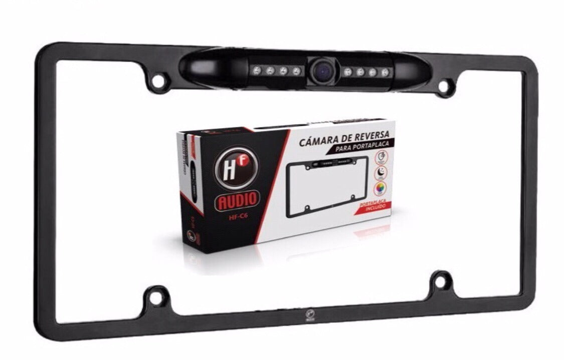 Porta placa y Cámara De Reversa Infrarroja A Color Hf Audio HF-C6 Contra Agua - Audioshop México lo mejor en Car Audio en México -  HF Audio
