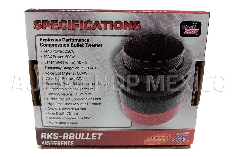 Tweeters Tipo Bala para Competencias Rock Series RKS-RBULLET 500 Watts 1 Pulgada 4 Ohms Open Show (Venta por par) - Audioshop México lo mejor en Car Audio en México -  Rock Series