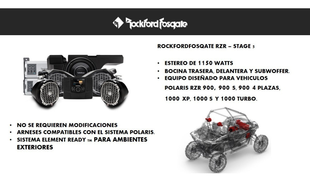 Equipo completo de audio marino para RZR Rockford Fosgate RZR-STAGE5 - Audioshop México lo mejor en Car Audio en México -  Rockford Fosgate