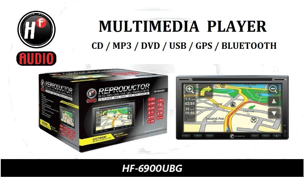 Autoestéreo Pantalla Touch 2 DIN HF Audio HF-6900UBG CD DVD Bluetooth GPS - Audioshop México lo mejor en Car Audio en México -  HF Audio
