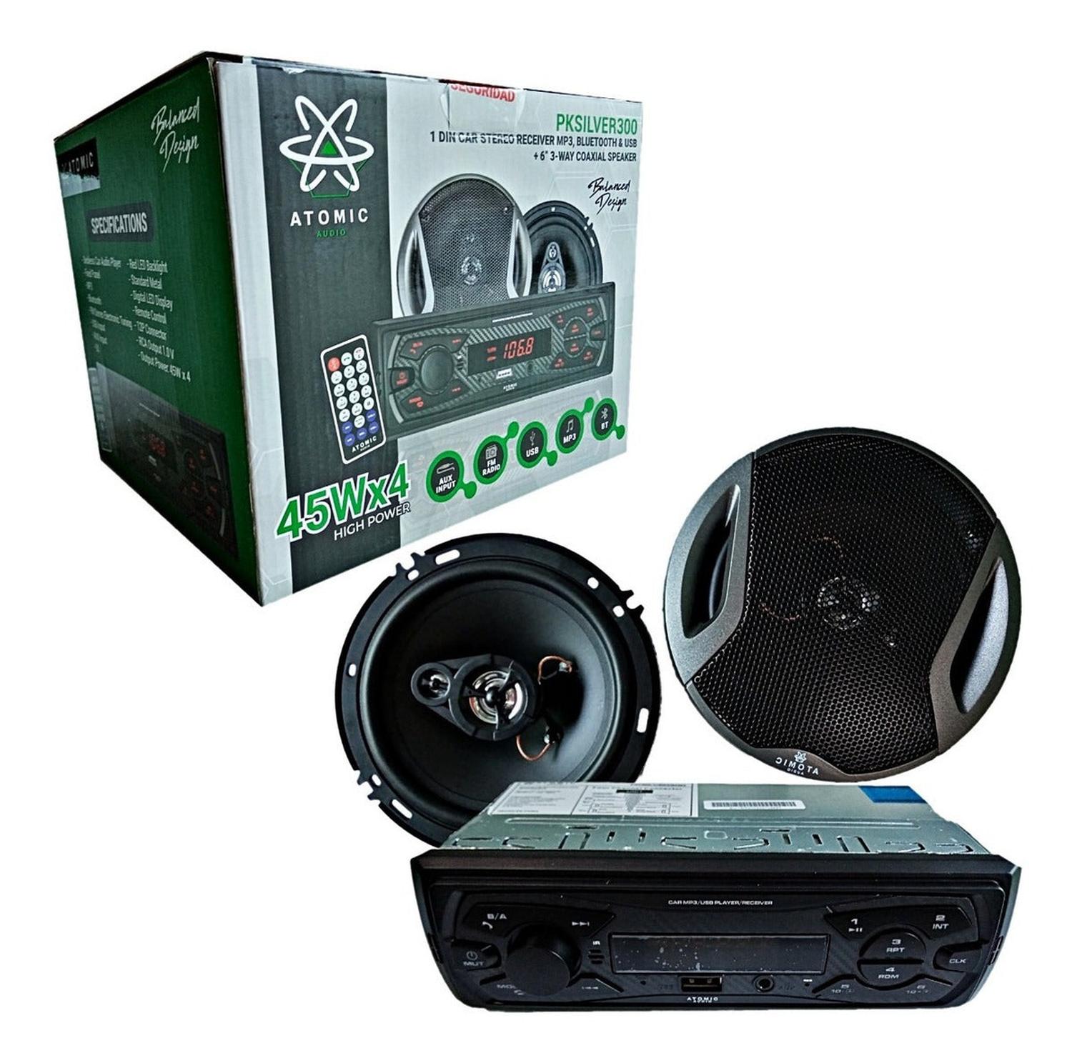 Estéreo + 2 Bocinas Coaxiales De 6.5 Atomic Audio Pksilver300 Usb Bt Aux - Audioshop México lo mejor en Car Audio en México -  Atomic Audio