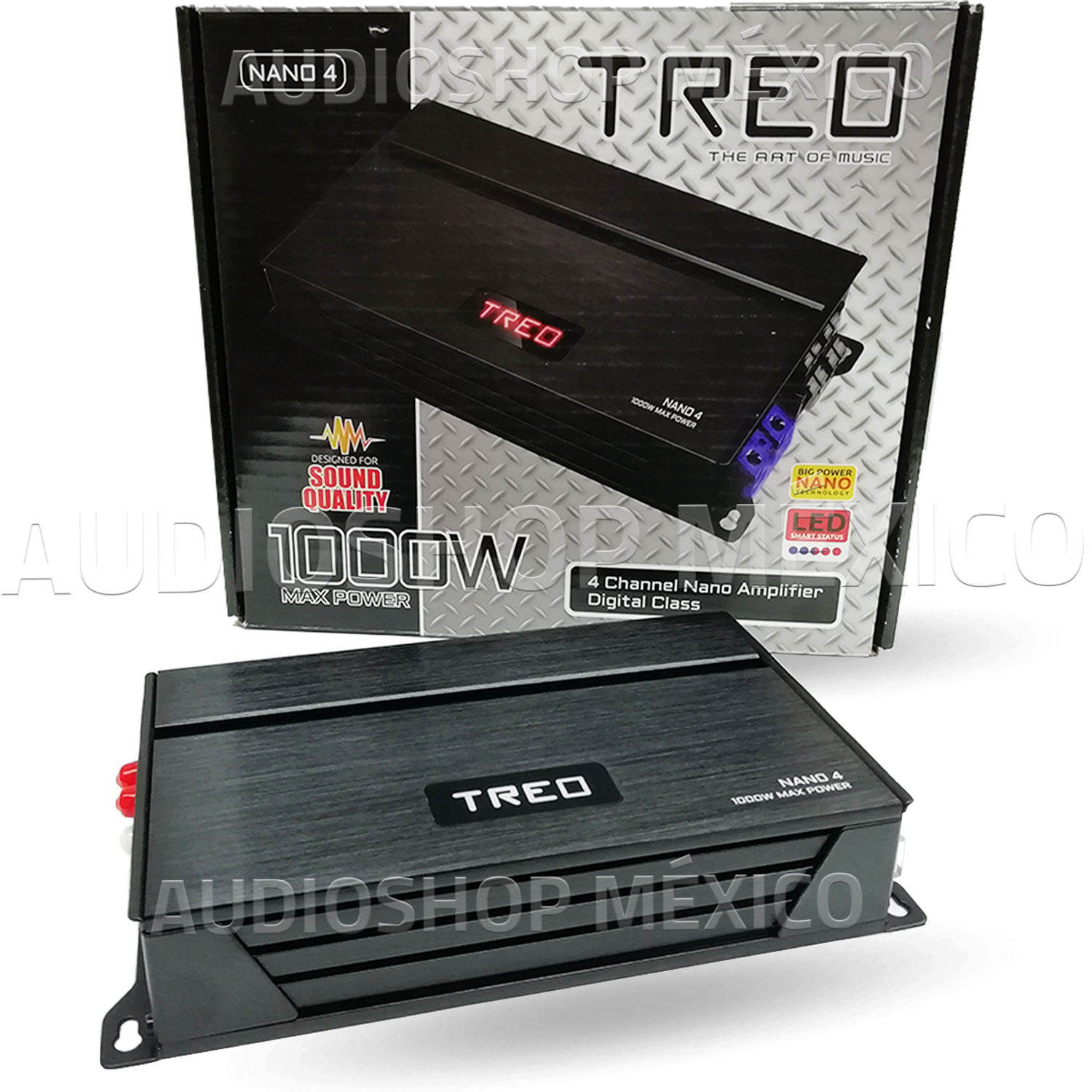 Mini Amplificador Full-Range Digital 4 Canales Treo NANOHD4 2400 Watts –  Audioshop México lo mejor en Car Audio en México