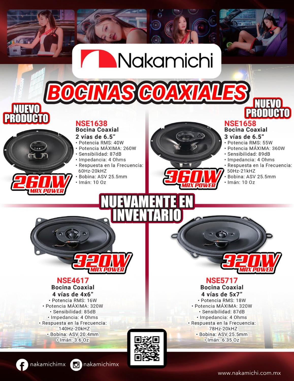 Bocinas Para Auto Nakamichi NSE4617 160 Watts 4x6 Pulgadas 4 Ohms 2 Vías - Audioshop México lo mejor en Car Audio en México -  Nakamichi
