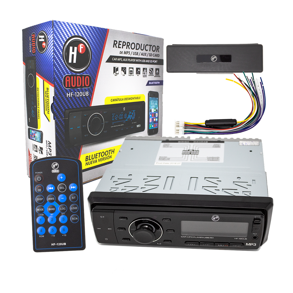 Autoestéreo HF Audio HF-120UB con Bluetooth, USB, AUX 1 Din – Audioshop ...
