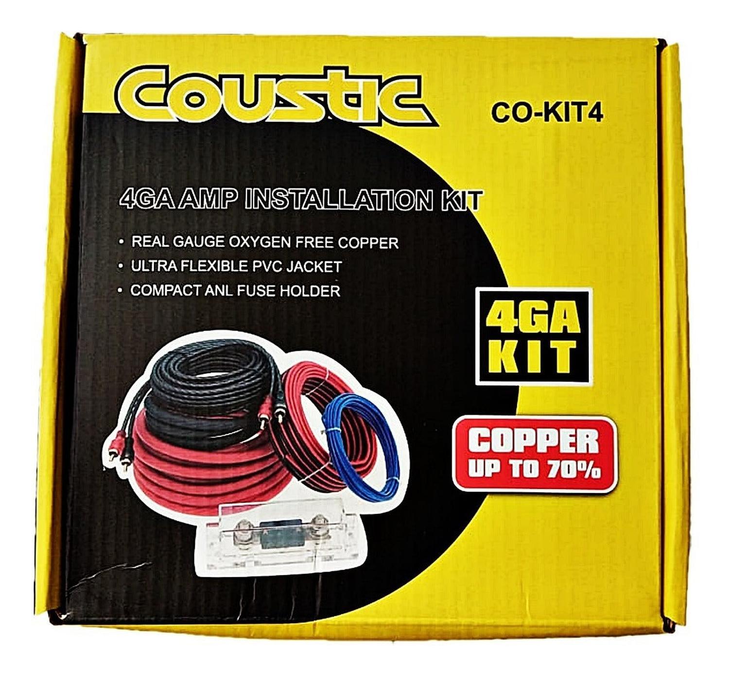 Kit de Instalación para Amplificador Coustic CO-KIT4 Calibre 4 5.1 metros 70% Cobre Libre de Oxigeno - Audioshop México lo mejor en Car Audio en México -  Coustic
