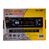 Estéreo 1 DIN Coustic CO-200 2 USB Bluetooth FM con Control Remoto - Audioshop México lo mejor en Car Audio en México -  Coustic